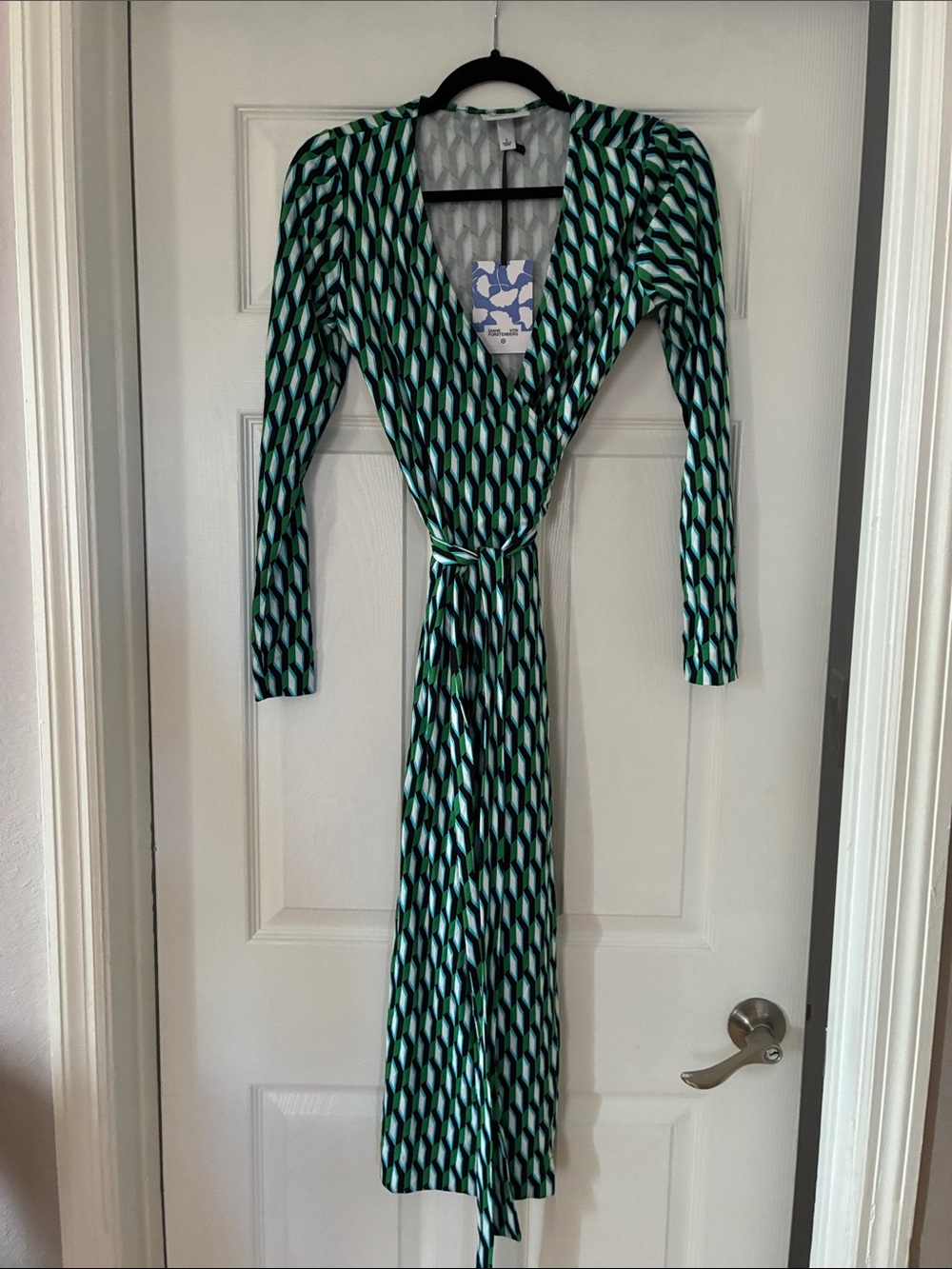 NWT Diane Von Furstenberg Green Geometric Wrap Dress. DVF x Target
